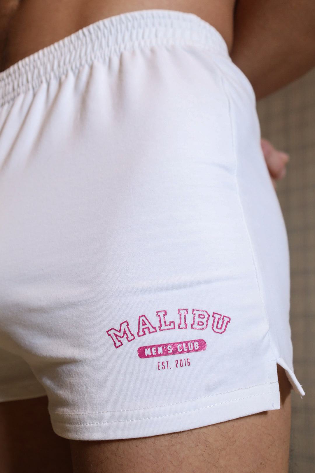 Peek-A-Boo Varsity 2" Short Shorts  -  Marshmallow