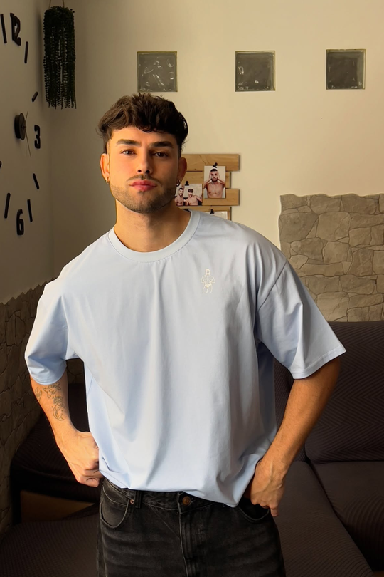 Oversized Relaxed Crop Top - Baby Blue