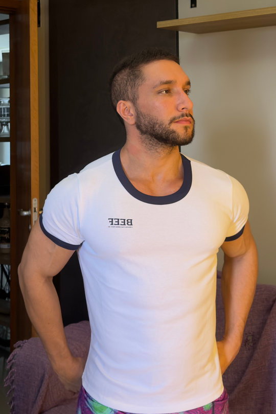 Field-Day Ringer Tee - White w/ Blue Trim