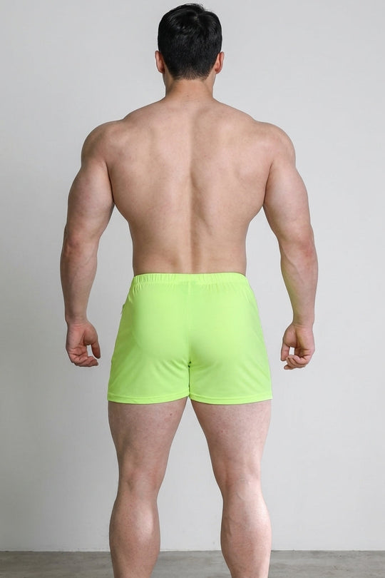 Karma 2" Short Shorts with Zipper Pockets - Neon Yellow