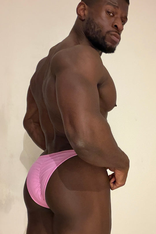 Soft Vegan Leather Scrunch-Butt Briefs - Pink