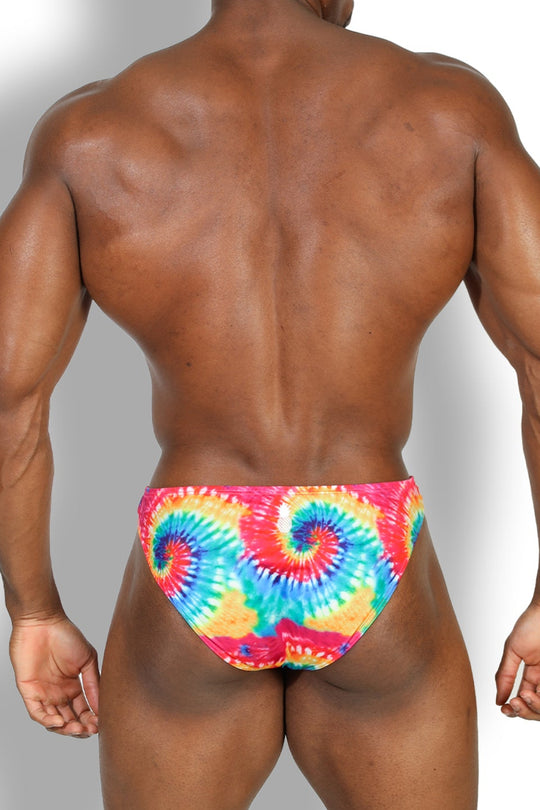 Men's Slimmer Bulge Briefs - Rainbow Tie Dye