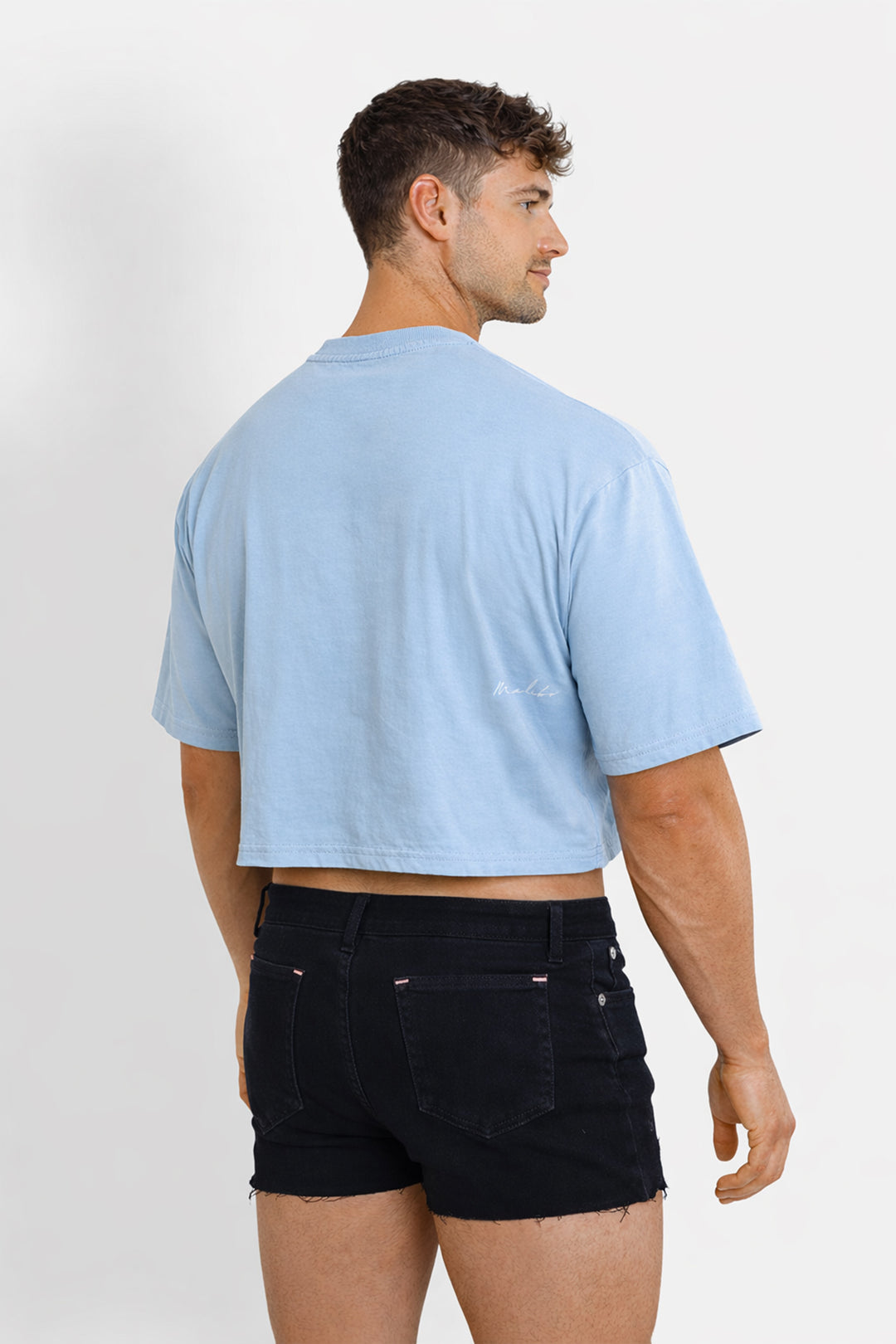 Oversized Relaxed Crop Top - Baby Blue