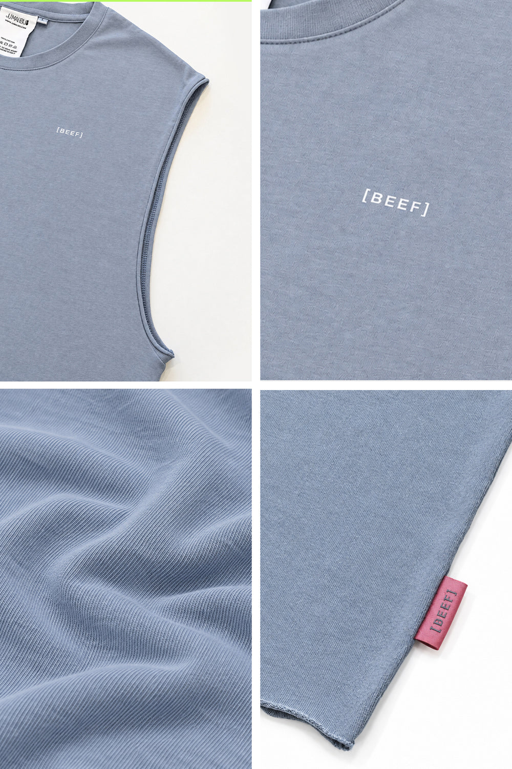 Pump-It Cropped Muscle Tank - Dusty Blue