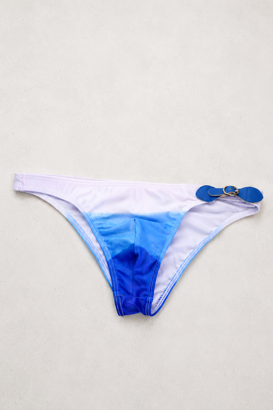 Renaissance Low-Cut Swim Bikini Briefs for Men - White to Blue