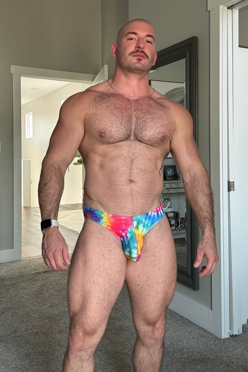 Men's Slimmer Bulge Briefs - Rainbow Tie Dye