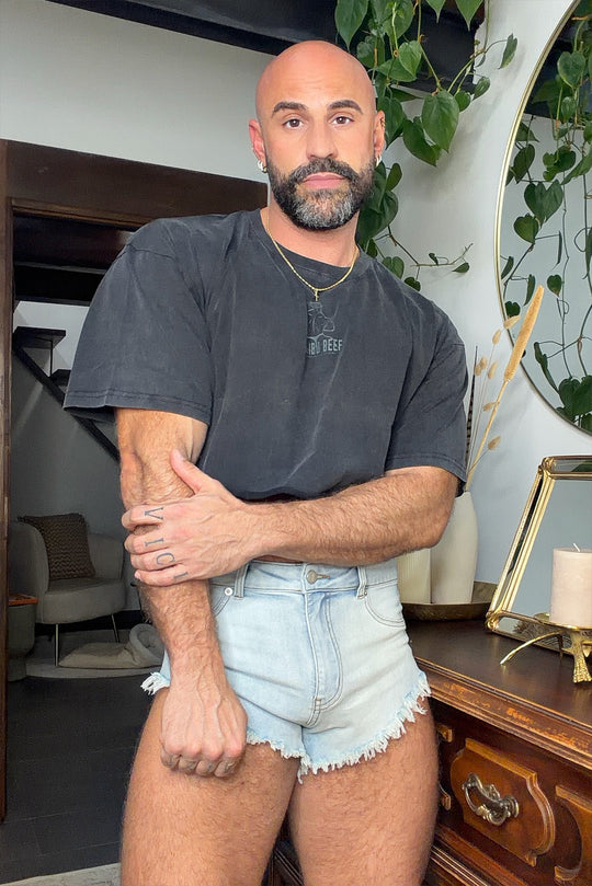 Cheeky Summer 2.5" Denim Brief Shorts - Sky Blue